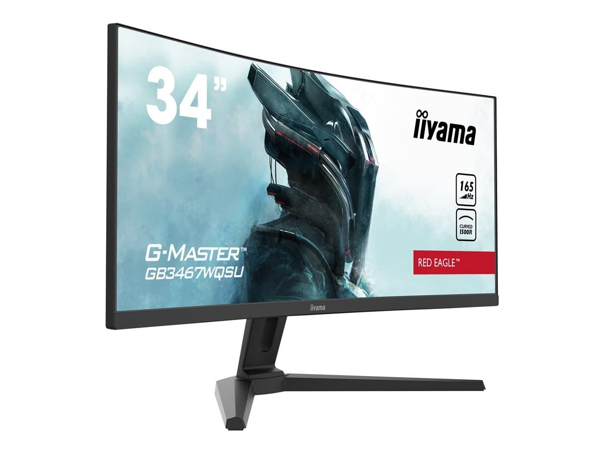 Ecran iiyama 34" G-Master Red Eagle GB3467WQSU-B1, 3440x1440, VA Curved 1500R, FreeSync, Pied en réglable, 550cdm², Speakers, DP, HDMI, 0.4ms, USB HUB (4x3.0), @165Hz PC / 120FPS FHD Console de Salon