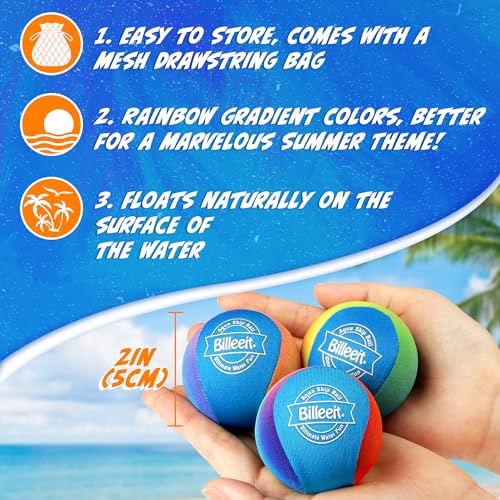 Billeeit 5Pcs Water Skipping Balls Set for Pool Play, Multi-Colored Splash Water Bouncing Balls, Fun Water Pool Beach Swim Toys & Games for Kids 3+ 4-8-12 and Adults - Image 4
