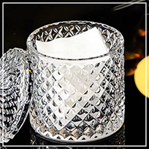 Image of SKDBPM Crystal Glass Candy Jar with Lid, Diamond Pattern,Decorative Storage Container