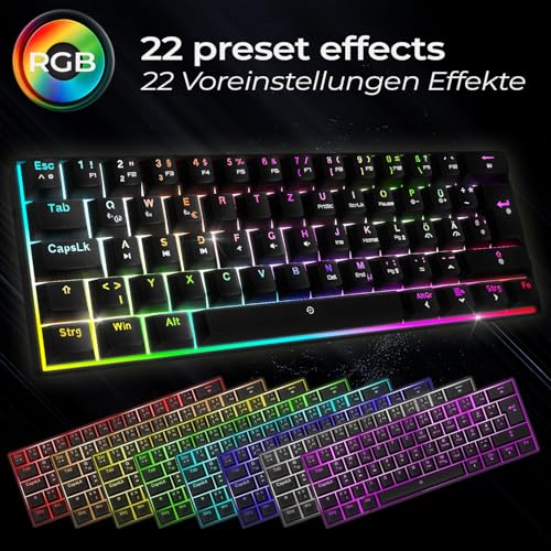Nuovo 2024 - K246 Tastiera da gioco senza fili TKL 65% WiFi Type-C - Switch meccanici MX Red (DE-QWERTZ) - per PC/PS4/PS5/Xbox - Effetti RGB 22-62 tasti - Tastiera gaming - Immagine 4