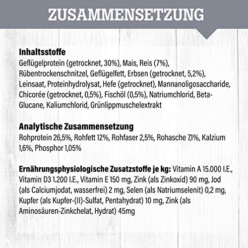 daily choice Basic - 30 kg - Trockenfutter für Hunde - mit Geflügel, Reis und Erbsen - Keine minderwertigen Kohlenhydrate - Weizenfrei - Mit Grünlippmuschel und Chicorée