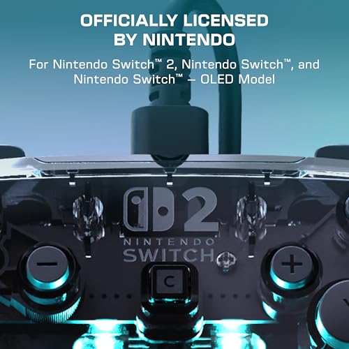 Image of Turtle Beach Afterglow Wired RGB Gaming Controller, Nintendo Switch 2, Lite | Nintendo Switch OLED, Hall-Effect Thumbsticks, 2 Mappable Back Buttons, Adjustable LED Lighting, Audio Jack, Translucent
