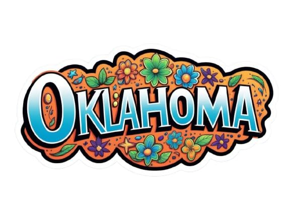 Image of Oklahoma State Sticker 5 Inch Waterproof Vinyl Decal Durable USA State Graphic for Laptop Water Bottle Car Window Bumper Truck Travel Decoration
