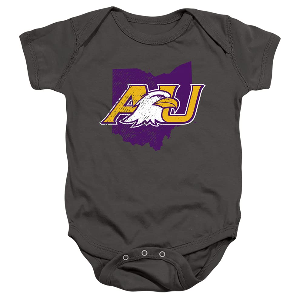 Ashland University Official State Shape Unisex Infant Snap Suit for Baby,Charcoal, 24 Months