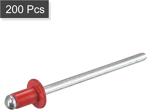 Miniatura 3 de uxcell Remaches ciegos, 0.126 in x 0.197 in de aluminio de extremo abierto plano redondo remache de cabeza para unir placa de metal de cuero, rojo