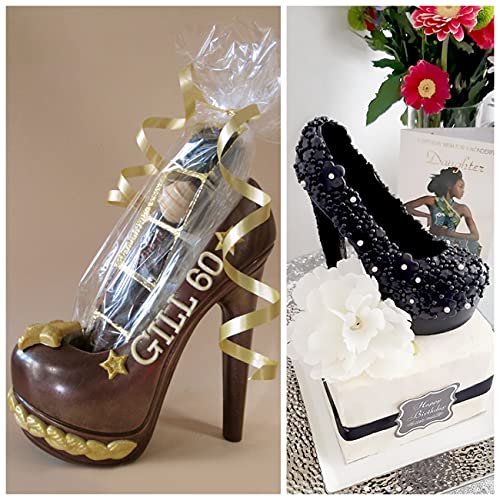 Image of Sakolla High Heel Shoe Chocolate Molds, 3D Shoe Candy Molds Large Thick Soled Stiletto Molds with 4 Clips Cake Decoration for Wedding Birthday Party Baking Pastry Tool