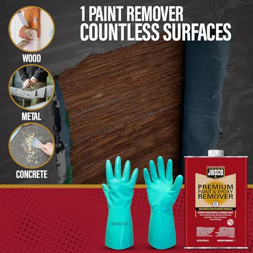Multiple Paint Remover - Jasco QJPR501SC - 1 Qt Premium Paint & Epoxy Remover - Furniture Deglosser - Paint Remover for Concrete Floors, Metal, Wood, and Masonry –- Bundled with Centaurus AZ Gloves - Thumbnail 6