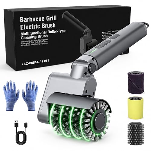 2026 Upgraded Electric Grill Brush for Outdoor Grill 3-in-1 Cordless Rotary BBQ Grill Cleaner with 3-Speed Control Adjustable Head Heavy Duty Barbecue Cleaner for Cast Iron Stainless Steel Grates