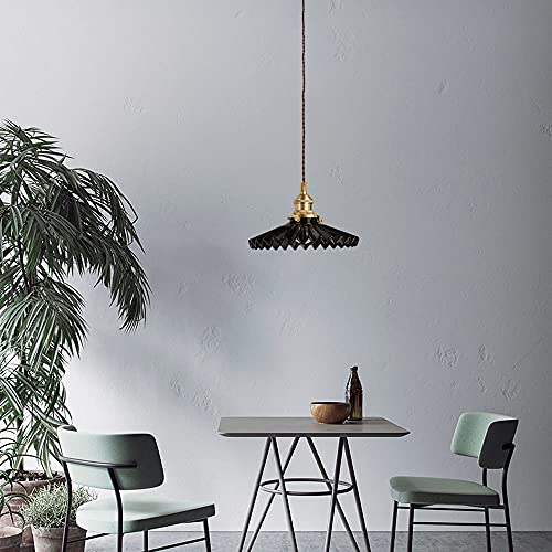 Namfhzw Japanese Pleated Small Suspended Chandelier Ceramic Copper Shade Pendant Lamp E27 1-Light Semi-Embedded Ceiling Hanging Light Adjustable Set Luminaire Bedroom Kitchen Lighting, White #TOP4