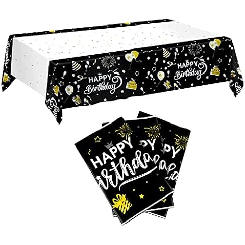 Mantel Cumpleaños Lovesmile, 3 Piezas Manteles, Reutilizable Cover
