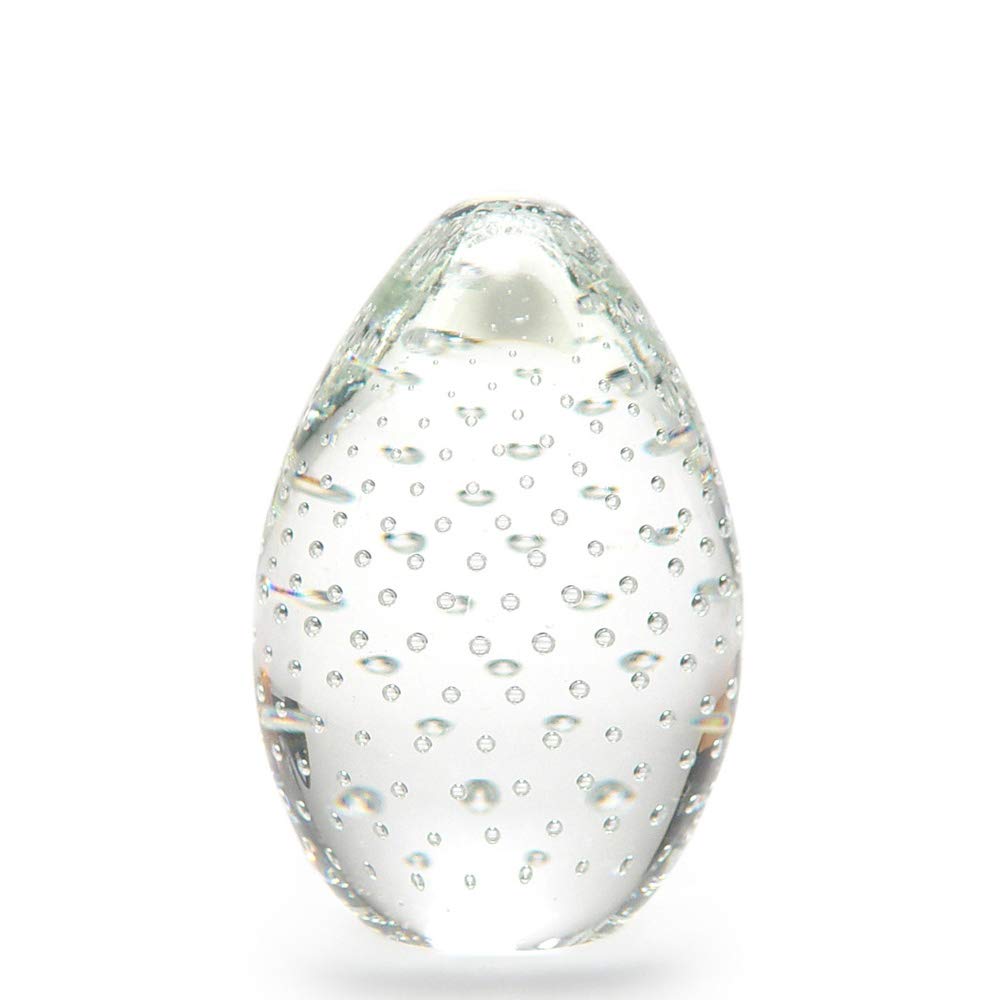 Cá d'OroBig Egg Glass Paperweight with Bubbles Hand Blown Murano-Style Art Glass