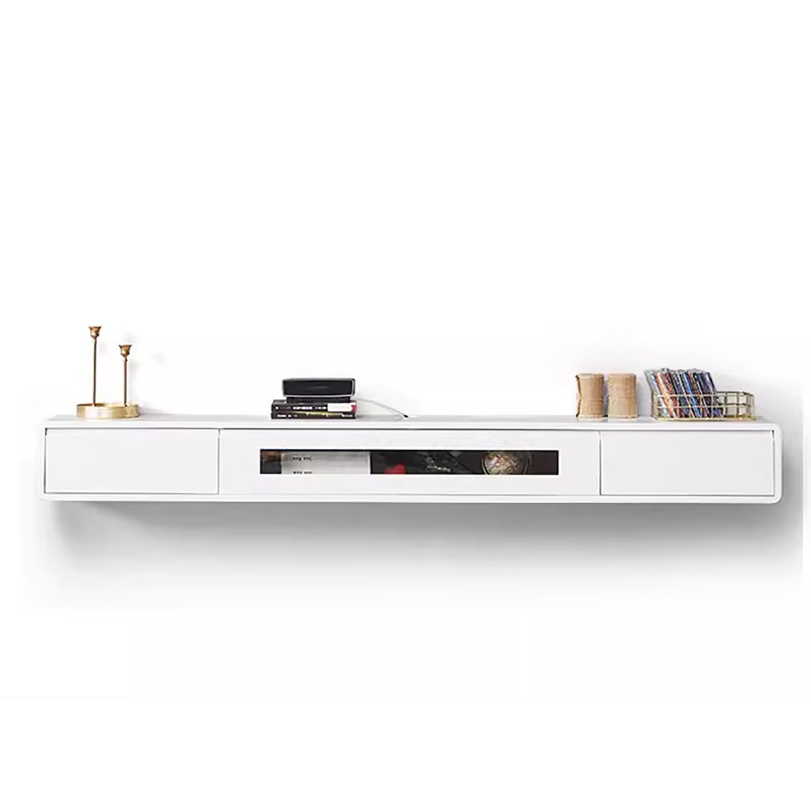 Meuble TV mural blanc de 120 cm suspendu pour salon moderne