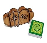 Mini Al Quran en Forma de corazón Caja pequeña con Cadena Colgante AMN092 musulmán Coche Espejo retrovisor Decorativo Adorno caligrafía árabe Grabado Regalo islámico