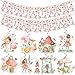 NO-DIY My Fairy First Birthday Decorations Banner Hanging Swirls, Fairy Birthday Decorations, Flower Fairy Themed Birthday Party Decorations Includes 1 Banner 16 Hanging Swirls for Girls Baby Shower
