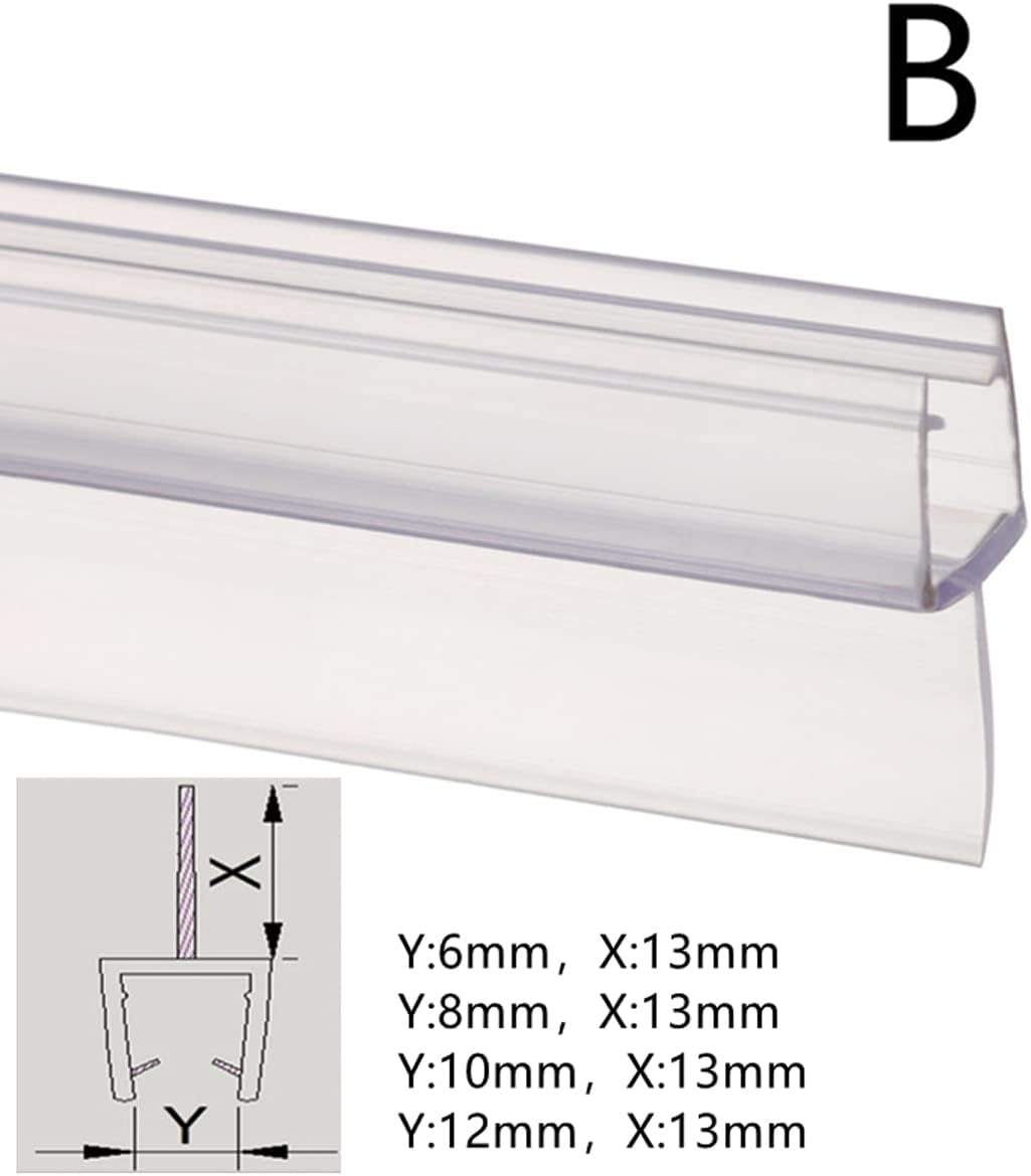 2-Pack Frameless Shower Door Bottom Seal for 1/4" Glass 19" Long Sweep - Glass Door Seal Strip Stop Shower Leaks