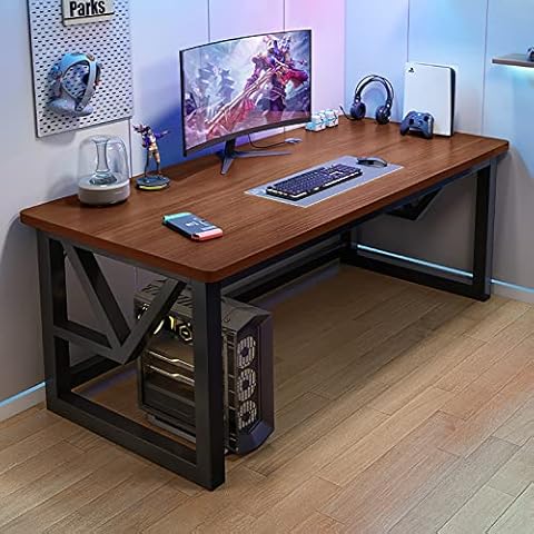 ALEEIK Computer Desk with Storage Shelves,Modern Simple Style Writing Desk Study Reading Table Large Gaming Desk Home Office Workstation,Easy Assembly(39 Inch, Teak) Cover