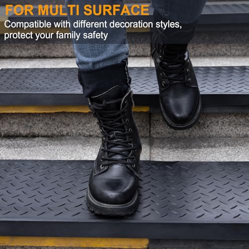 Spurtar Rubber Stair Treads, 29.69\" x 9.85\" 3PCS Outdoor Rubber Stair Treads Non-Slip for Wooden with Nosing Concrete Marble Tile Metal Steps, Black - Thumbnail 3