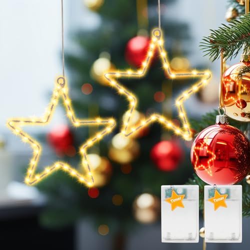 Auting LED Stern Fensterbeleuchtung Weihnachten als Sterne Deko - 2er...