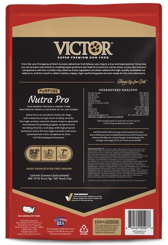 Image of VICTOR Purpose Nutra Pro Dry Dog Food - High Protein Gluten-Free, 5 lb | Super Premium Dog Food, Low Carb Dry Kibble, For Active Dogs of All Ages, For Sporting, Pregnant or Nursing Dogs & Puppies