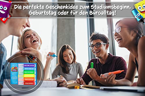 Foto von MACH MAL PAUSE® 6x Lustige Textmarker - buntes Marker Set mit Sprüchen - Geschenk für Studenten Schüler Kinder Lehrer Kollegen Chef - witzige Highlighter Anti Stress Stifte für Schule Uni Büro