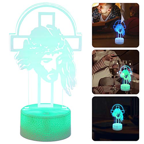 Mobestech 1 Conjunto Luz Noturna Usb Lâmpada Led Acrílico Prático Cruz de Lâmpada Jesus para Quarto