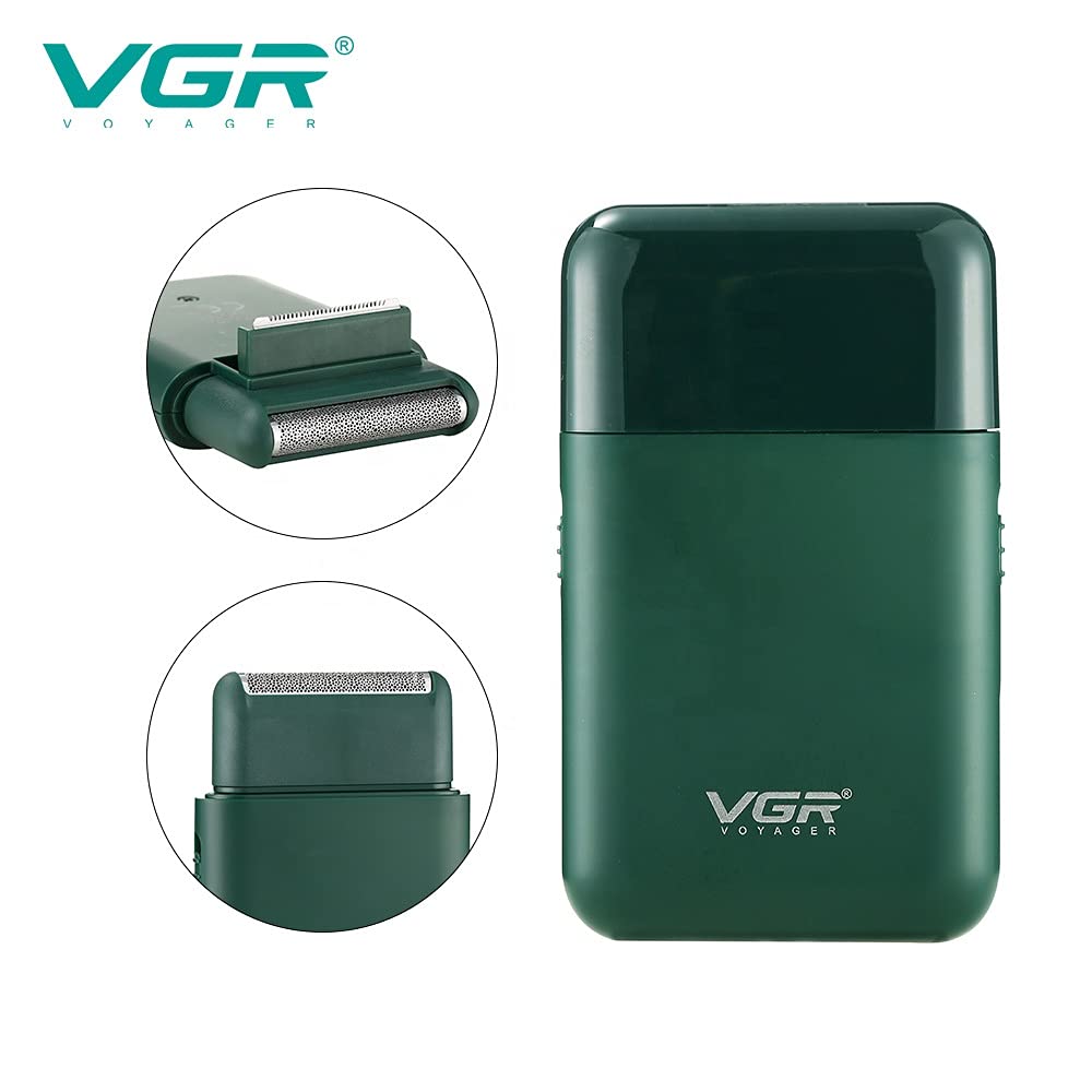 VGR V-390 Professional Electric Ultra Thin Shaver Rechargeable Razor for Face Care Beard Trimmer Reciprocating Blade with USB Travel Shaver, Men's Electric Razor, Electric Shaver - Green 7 51cDM5c8vZS. SL1000