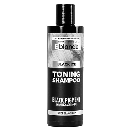 Jerome Russell Bblonde Black Ice Toning Shampoo | Cool Icy Toner for Light Blonde Hair | Sulphate-Free, Nourishing Formula with Intense Black Pigments for Neutralising Brassiness - Shampoo