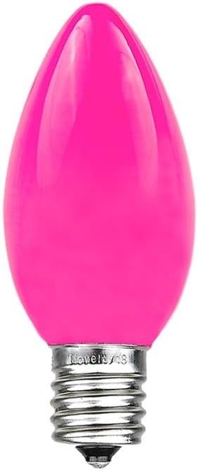 Novelty Lights Ceramic Christmas Replacement Bulbs, Pink, C7 E12, 25 Pack