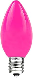 Novelty Lights Ceramic Christmas Replacement Bulbs - Outdoor Individual Bulbs for Events, Holiday Parties, Patios, and More - C7/E12 Candelabra Base, 5 Watt Lights (Pink, 25 Pack)