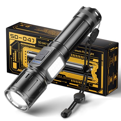 Svoko Rechargeable Flashlight, 100000LM Super Bright LED Flashlights High Lumens with COB Side Light, 5000mAh USB-C, 7 Modes, Zoomable Tactical Flashlight for Camping, Home, Car, Emergency Supplies