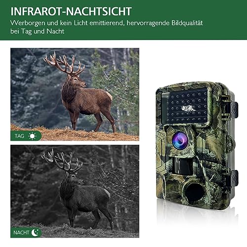 HAZA Wildkamera,58MP Full HD mit 32G Speicherkarte Bewegungsmelder Nachtsicht 2-Millionen...