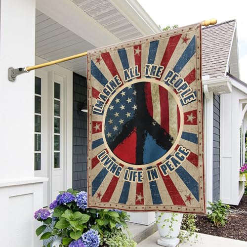 FLAGWIX Peace Hippie Flag - Decorative Hippie House Flag 30x40
