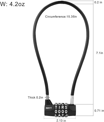Miniatura 2 de Candado de cable con combinación de palabras, candado de letra, para valla de metal, cobertizo, puertas, valla al aire libre, gabinete largo,