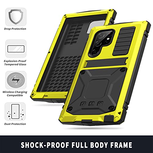 Coque en métal pour Samsung S24 Plus jaune robuste antichoc avec protection écran - 2