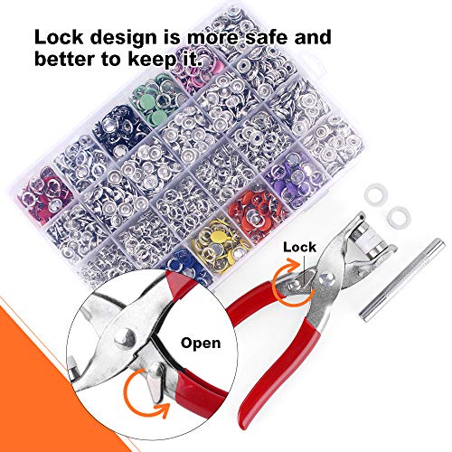 Meifuly 400 Sets 9.5Mm Snap Fasteners Kit Tool For Sewing And Crafting, 10 Colors Metal Prong Hollow Snaps And Solid Snaps Buttons With Fastener Pliers Press Tool Kit #TOP2