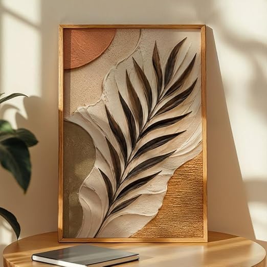 Image of NoWorries Floral Botanical Wall Painting with Frame | Premium Textured Flower & Leaf Artwork, Pastel Nature Wall Decor Framed for Living Room Bedroom Office and Home Decoration (Art-2,21x31inch)