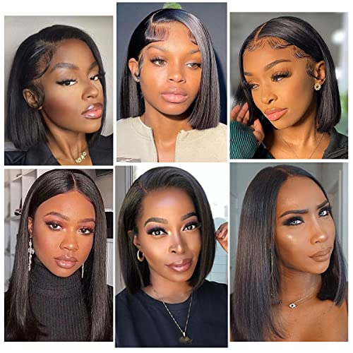 Yckl Bob Wig Human Hair 13X4 Lace Front Wigs For Black Women 180% Density Glueless Wigs Human Hair Pre Plucked With Baby Hair Straight Bob Human Hair Wigs 13X4 Hd Transparent Lace Frontal Wigs 10 In #TOP5