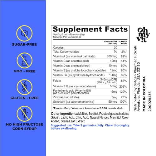 Oh My Vit 400007114 ! For Ellos Men’S Multivitamin Gummy With Vitamins C, E, And Zinc, Sugar Free Berry Flavor thumb #3