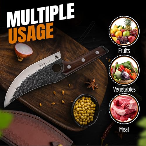 Cuttero Faca de chef exclusiva de 18 cm | Aço japonês totalmente forjado à mão, desossamento versáti