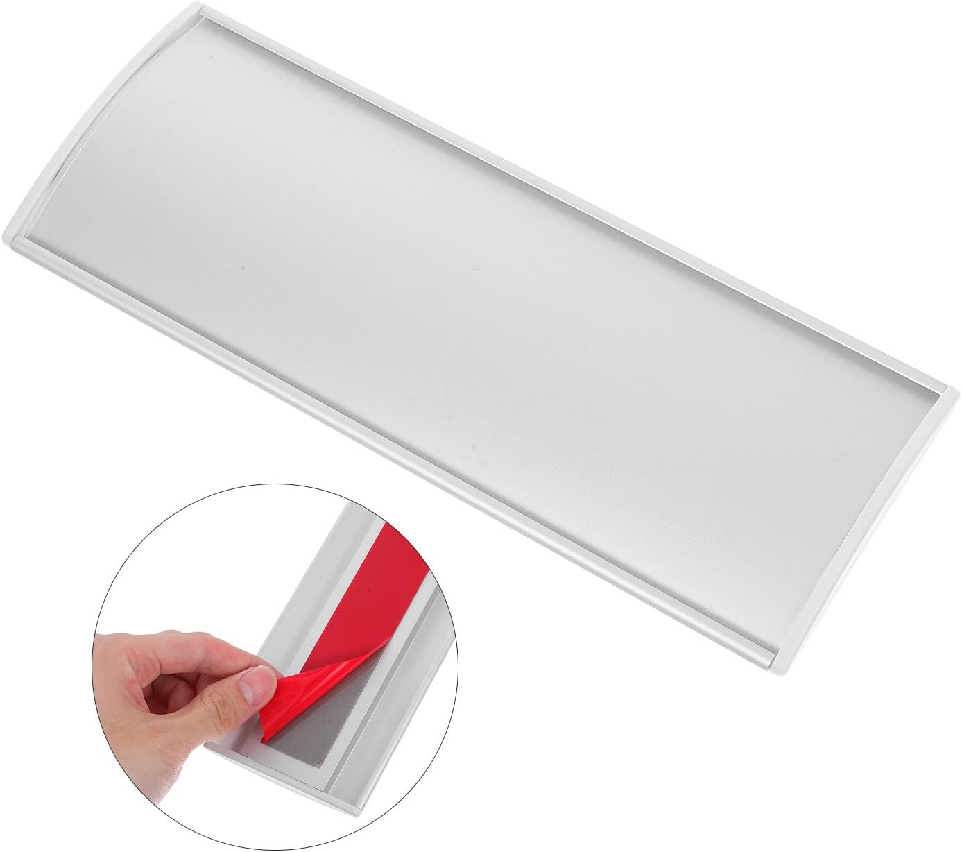 Zerodeko Aluminum Office Door Name Plate Curved Single-sided Blank Door Plaque 21×8cm Silver Aluminum Alloy for School Classroom Workplace