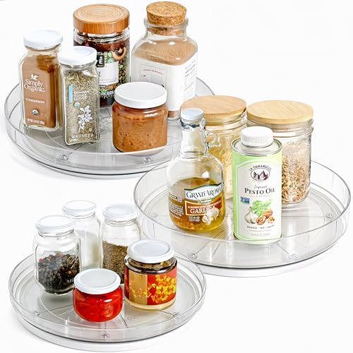 Image of NOSTALGIQ 3-Pack Lazy Susan Organizer | Rotating Pantry Organizers and Storage | Clear Lazy Susan for Table Top, Cabinet Organizer, Perfume Organizer, Spice Rack Organizer (9 inch, 10 inch, 11 inch)