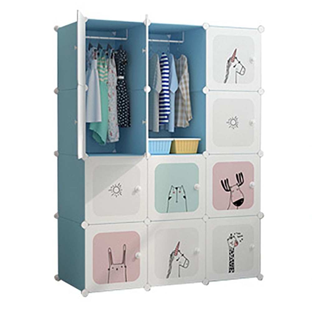 Modularer Kinderkleiderschrank Mit Stabilem Drahtgestell Und PP-Platten – Cartoon-Design, Geruchsneutral, Einfache Montage – Platzsparend Für Kinderzimmer, Schlafzimmer Oder Flur, 90 cm, Rosa