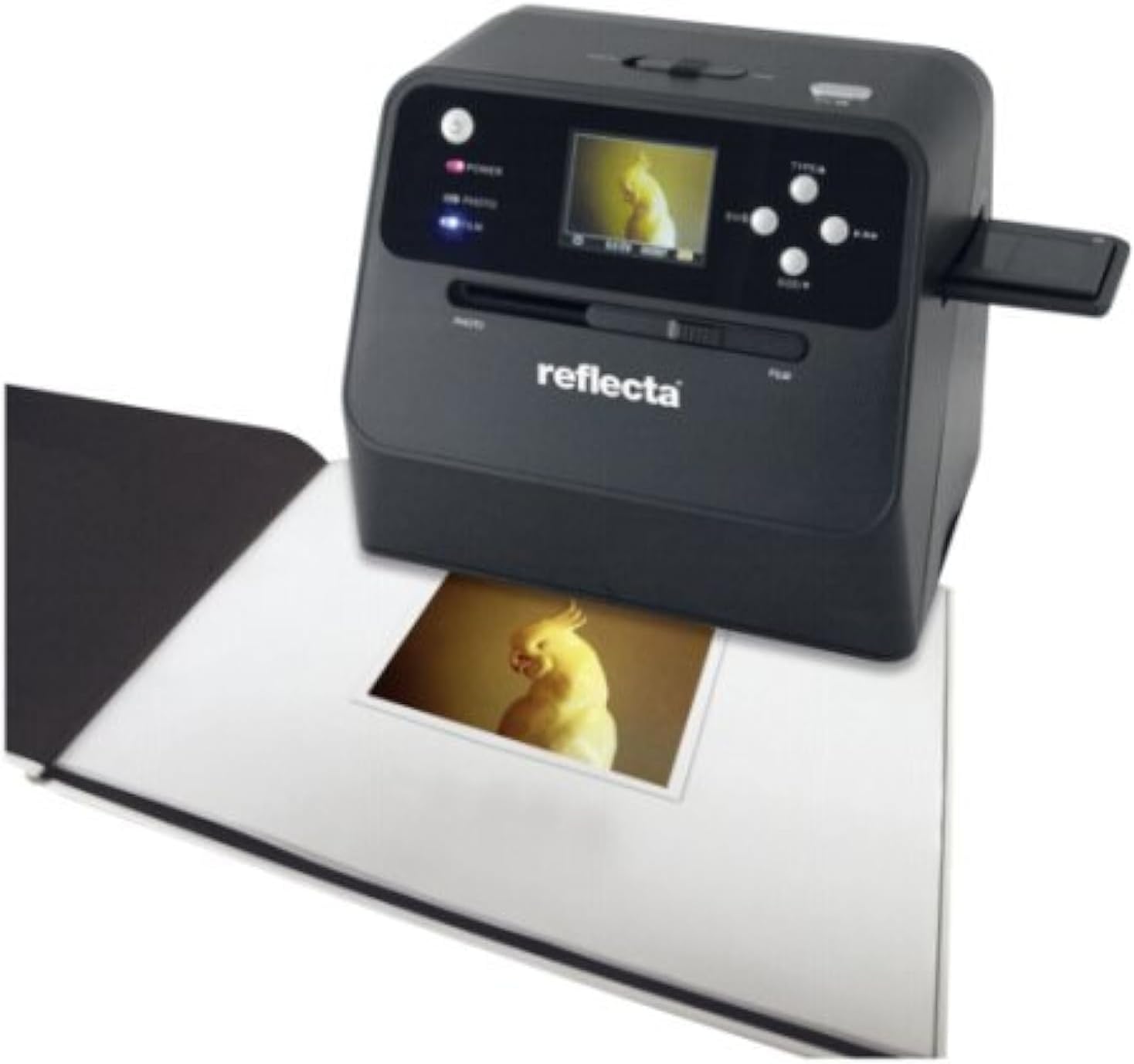 Reflecta Combo Album SCAN 64400 Scanner scanning a photo from an album