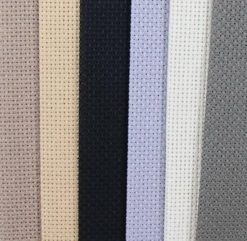 Image of KCS 6 pc of 12 inch x 18 inch (30cmx45cm) Counted Cotton Aida Cloth Cross Stitch Fabric (16CT-K)