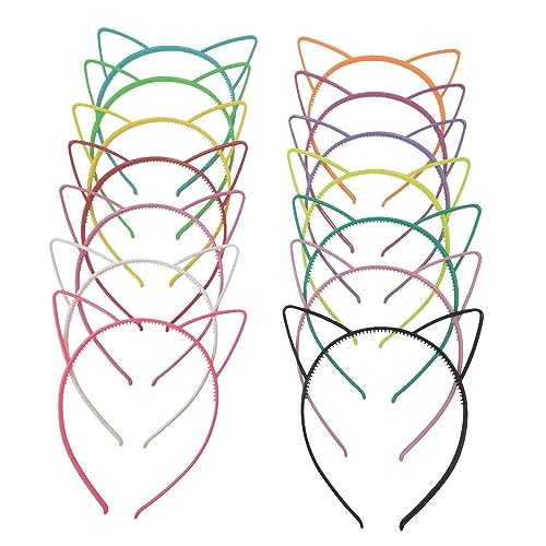 LATRAT 12pcs chat oreille bandeau plastique chat hairband, 12 couleurs plastique oreilles de chat bandeau chat arc cheveux bandeaux constitutionnels parti...