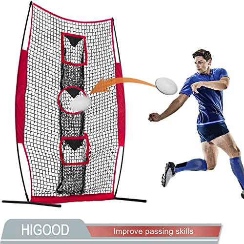 Higood Football Net,7×5Ft Football Nets For Throwing With Carry Bag, 3 Throwing Targets Football Net,Football Kicking Cage Red,Football Trainer Throwing Net #TOP4