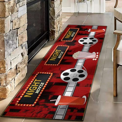 Tapete para sala con diseño retro de cine 84x16 pulg miniatura 1