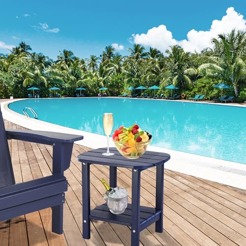 LZRS Double Adirondack Side Table, Outdoor Side Tables, End Tables for Patio, Backyard,Pool, Indoor Companion, Easy Maintenance & Weather Resistant (Navy Blue) by LZRS - Image 5