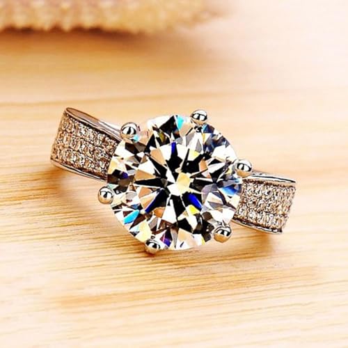 White Gold Plated Big Cubic Zirconia Inlaid Classic Luxurious Six-prong Engagement Rings Wedding Bridal Band Promise Rings Evening Parties Anniversary Valentine's Day Gifts Eternity Bands for Women3