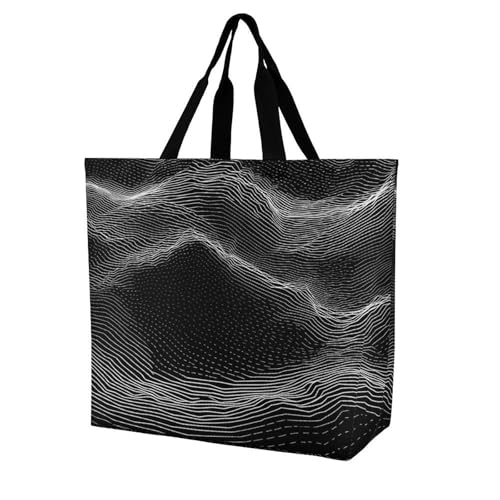 Women's Multi-Functional Shopping Bag,White Line Pattern Printing Messenger Bag Shoulder Bag for Travel, Work, Shopping & Parties with Inner Pocket, Grocery Bag Lightweight & Water-Resistant